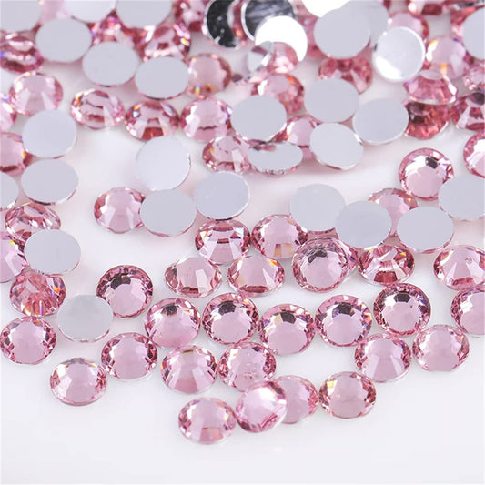 1000 Pieces SS20 5mm Flatback Rhinestones Clear Glass Round Gems Crystals for Nail Art DIY Crafts Clothes Shoes Bags （Light Pink）-FemmiqueWomen