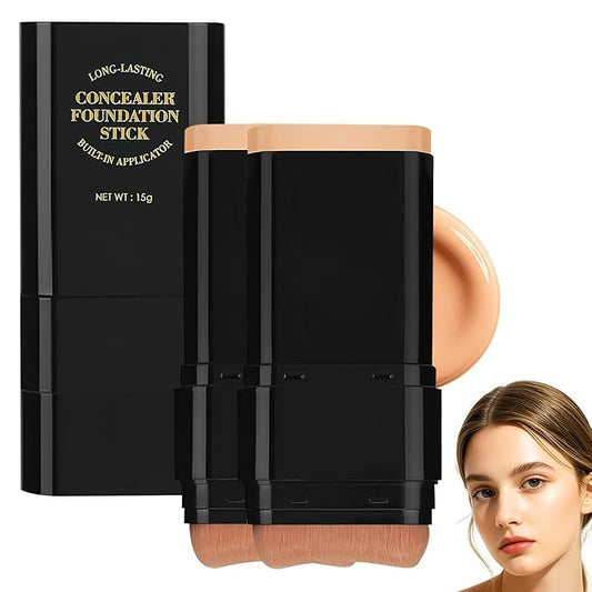 2PCS Long-Lasting Concealer Foundation Stick, Creamy Full Coverage, Hydrating Olive & Camellia Formula for Dark Circles (05deep wheat)-FemmiqueWomen