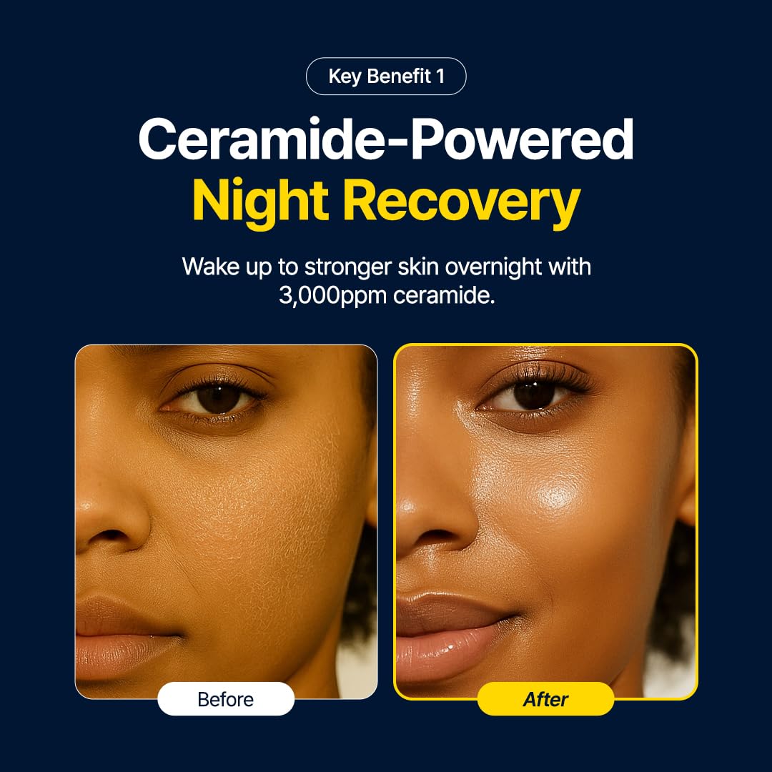 Luminous Ceramide Sleeping Pack – Overnight Recovery Cream with 3,000ppm Ceramide, Cica Complex to Calm Irritation & Redness, and Long-Lasting Hydration for Sensitive Skin, 80ml / 2.70 fl.oz-FemmiqueWomen