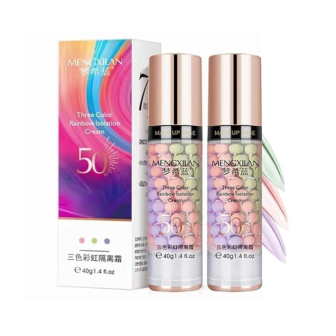 2Pcs Pore Primer,Skin Tone Correcting Facial Serum,One Step Face Makeup Primer,Isolation Cream Invisible Pore,Cover Acne Marks,Oil Control Moisturizing Essence Concealer Foundation-FemmiqueWomen