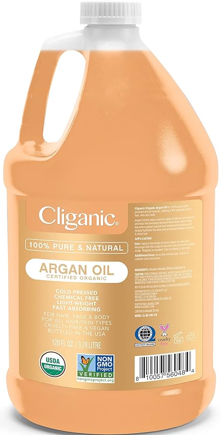 Cliganic Organic Argan Oil Bulk, Gallon Size 128oz, 100% Pure, Non-GMO-FemmiqueWomen