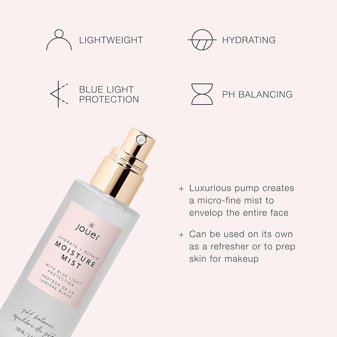 Jouer Hydrate & Repair Moisture Mist with Blue Light Protection, 100ml - Face Spray Mist Hydrating - Makeup Refreshing Mist - Vegan Friendly - Paraben, Gluten, Cruelty & Talc Free-FemmiqueWomen