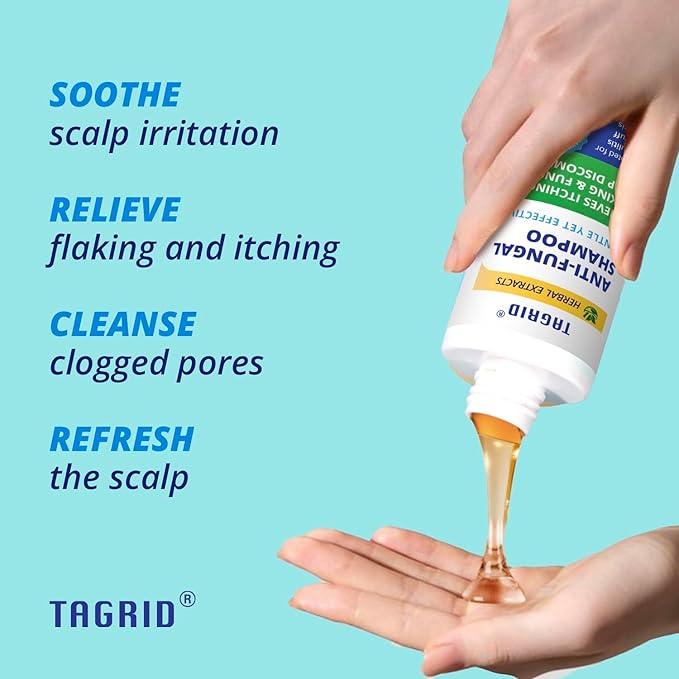 TAGRID Anti-Fungal Shampoo 300mL – Scalp Treatment for Psoriasis, Seborrheic Dermatitis, Folliculitis, Dandruff & Itchy Flaky Scalp – Soothing Plant-Based Formula for Men & Women-FemmiqueWomen