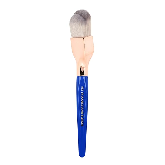 Bdellium Tools Professional Makeup Brush - Golden Triangle 952 Small Rounded Double Dome Blender - With All Vegan and Soft Synthetic Fibers, For Application & Blending (Blue, 1pc)-FemmiqueWomen