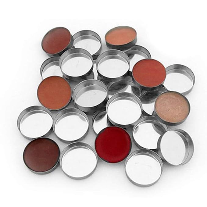 30 Pieces Empty Round Metal Tin Palette Pans Round Metal Pans Cosmetic Eyeshadow Pans for Eyeshadow Palette for Magnetic Makeup Palette, 26mm Diameter 5mm Height-FemmiqueWomen