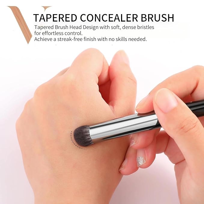 DUcare Tapered Small Concealer Brush Under Eye, Nose Contour Brush Mini Makeup Brushes Ideal for Liquid, Cream, and Powder Concealer(V03)-FemmiqueWomen