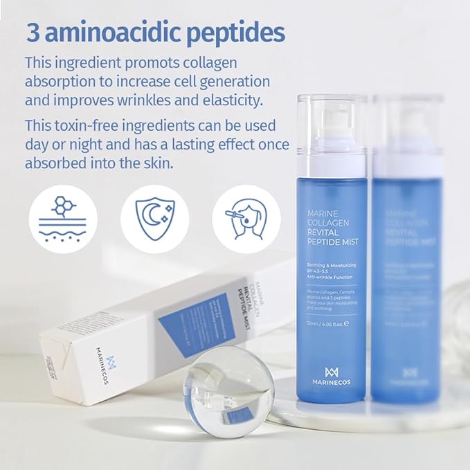 Marine Collagen Revital Peptide Mist 120ml ㅣ Fine Facial Spray for Hydration Soothing Glow ㅣ Daily Moisture Mist with Centella and Peptides-FemmiqueWomen