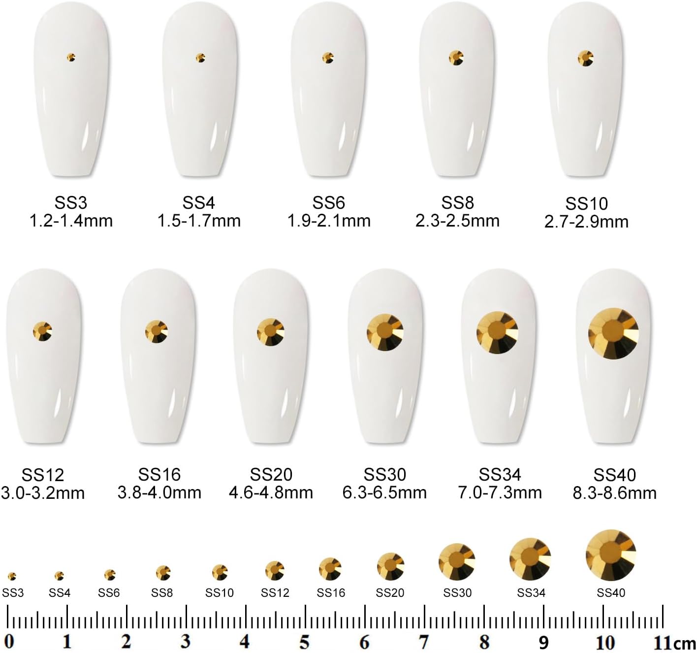 2000 PCS SS12 Flatback Rhinestones,12-Facet Diamond-Cut Glass Gems for Nail Art,Clothing,DIY Crafts,Glue-On Decoration Stones with Silver Backing,Aurum-FemmiqueWomen