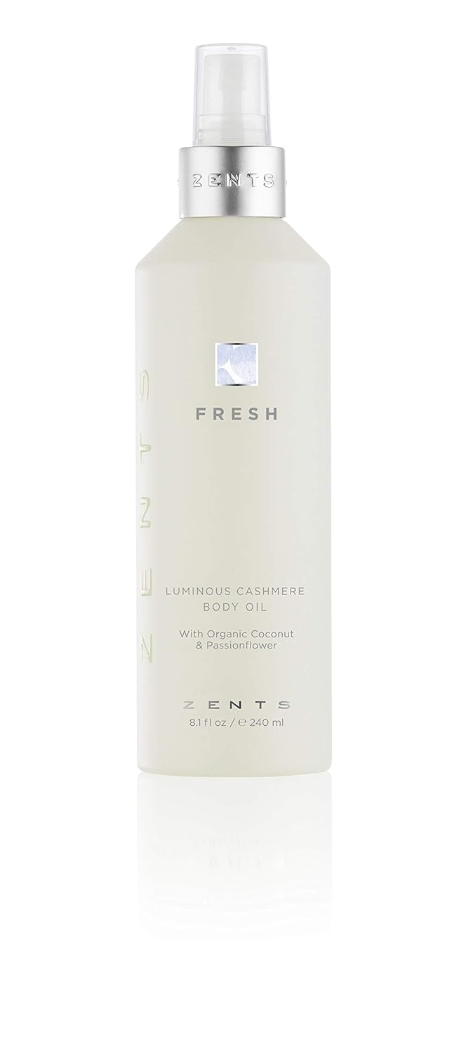 Zents Luminous Cashmere Body Oil (Fresh Fragrance) | Moisturizing Body Oil with Vitamin E & Organic Coconut Oil | Softens & Smooths Skin | 8 fl oz-FemmiqueWomen