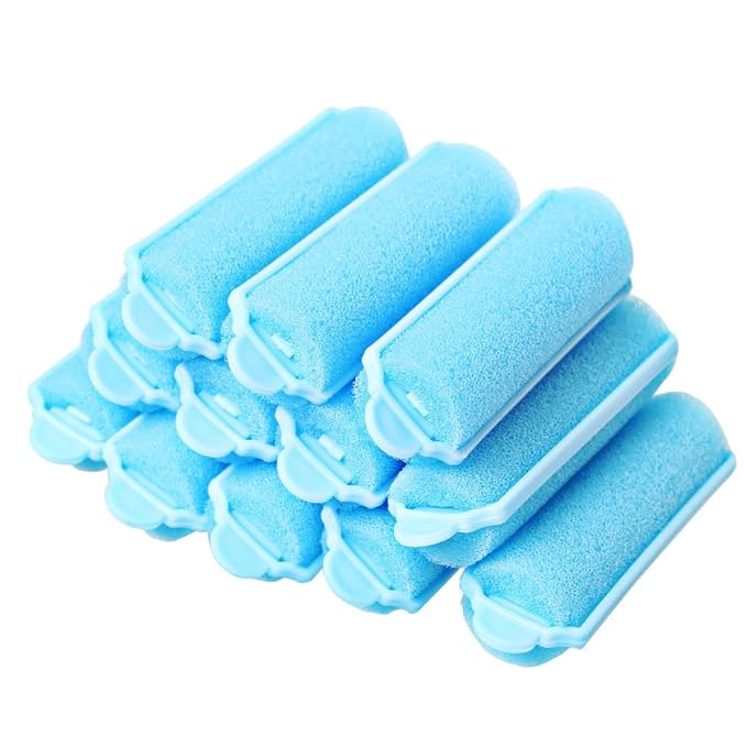 12Pcs Foam Sponge Hair Rollers, Blue Hair Curlers Bouncy Curls Style Tools Accessories-FemmiqueWomen