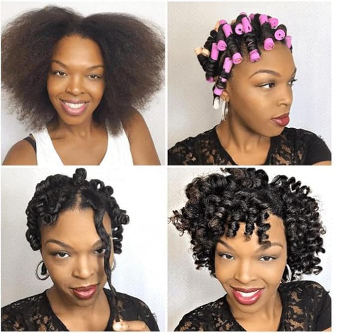 20pcs Women's Perm Rods Set for Natural Hair: 2 Sizes Cold Wave Hair Rollers for Curling and Styling All Hair Lengths - DIY Hairdressing Tools (Purple)-FemmiqueWomen