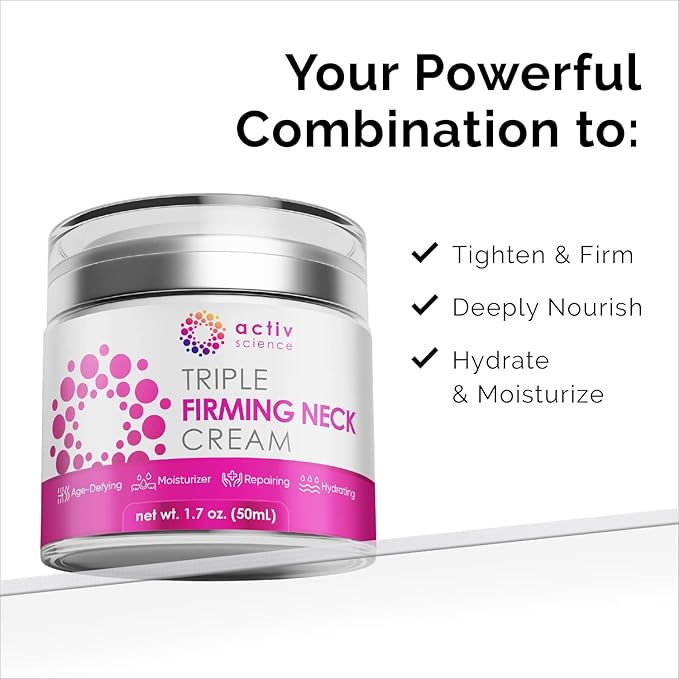 ACTIVSCIENCE Neck Firming Cream - Natural Anti-Aging Facial Moisturizer with Retinol Collagen & Hyaluronic Acid - Day & Night Anti-Wrinkle Cream - Firming, Hydrating Face Cream-FemmiqueWomen
