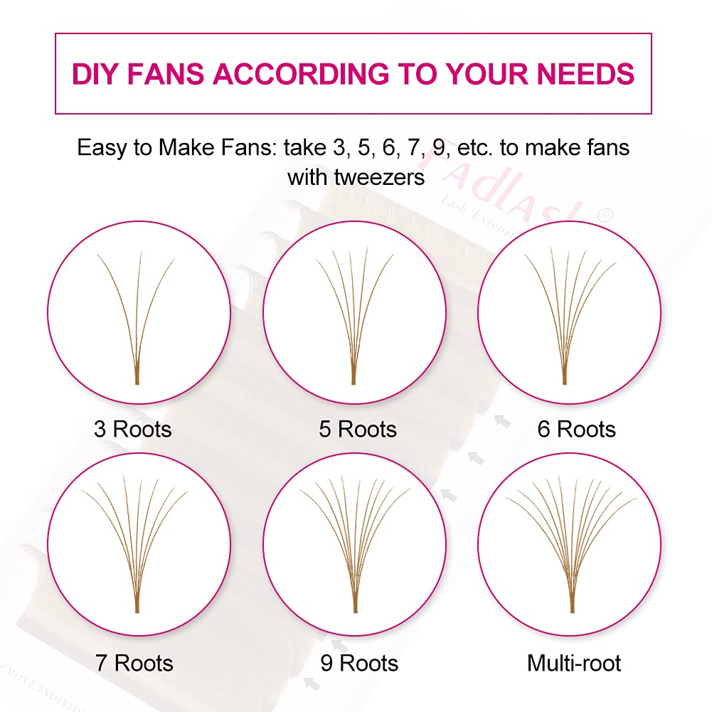 Volume Eyelash Extensions Easy Fan Lashes 0.07 C Curl Eyelash Volume Extensions Faux Mink Self Blooming Colored Lash Extensions (Blond 0.07-C, 8-14mm)-FemmiqueWomen