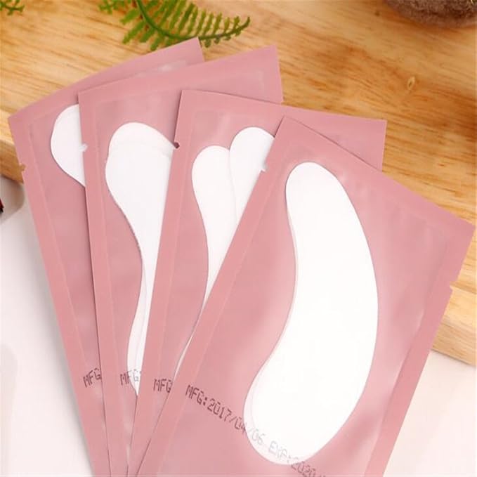 100 Pairs Set，Eye Gel Patches,Under Eye Pads Lint Free Lash Extension Eye Gel Patches for Eyelash Extension (pink)-FemmiqueWomen
