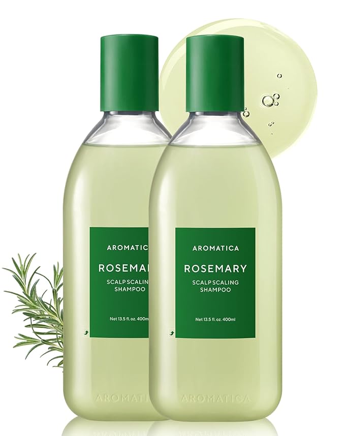 AROMATICA Rosemary Scalp Scaling Shampoo (2 packs) - Korean Hair Care with Thinning Hair Loss Natural Rosemary Essential Oil for Women Hair Growth - Free from Sulfate, Silicone, and Paraben (13.53 oz)-FemmiqueWomen