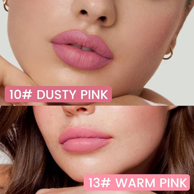 2Pcs Longwear Liquid Lip Liner Stain Marker Pen Set Long Lasting Waterproof, Dusty Warm Pink Matte Semi Permanent 24 Hour Lip Liner and Lipstick Combo, Color Stay Lipliner All Day, Lips Stain peel off-FemmiqueWomen