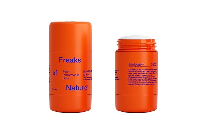 Freaks of Nature Peak Performance Sun Stick SPF 50 | 100% Mineral Sunscreen | Lightweight, 40-Min Water-Resistant | Plant-Based, Eco-Friendly, Reef-Safe, Cruelty-Free | All Skin Types | 0.70 oz-FemmiqueWomen