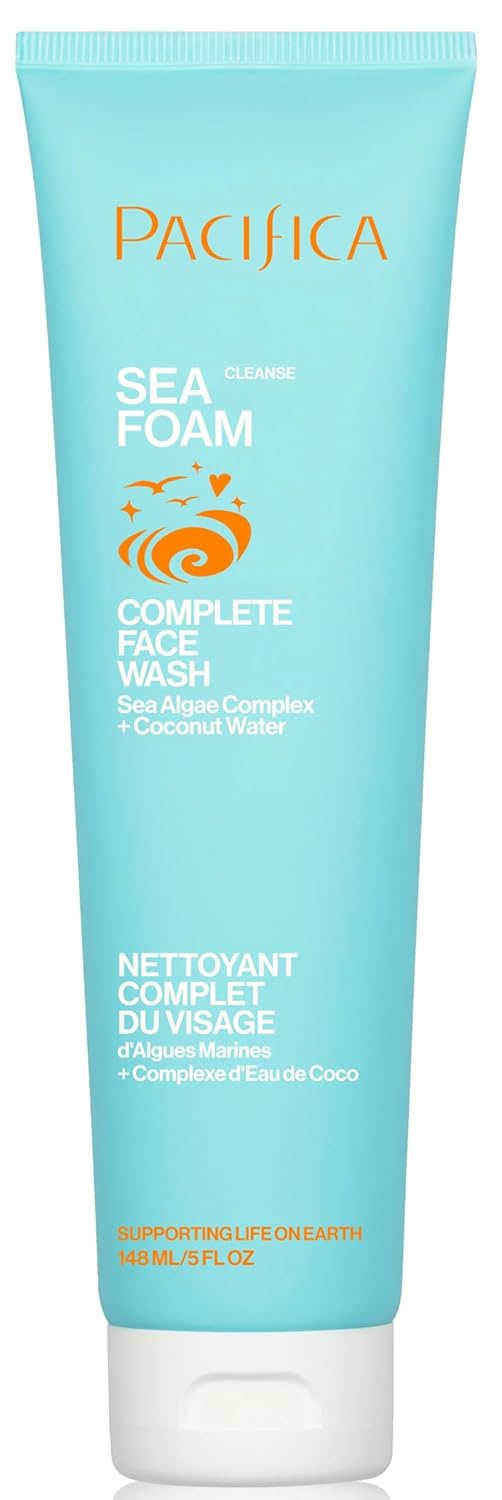 Pacifica Beauty Sea Foam Face Cleanser, Daily Gentle Foaming Face Wash, With Coconut Water + Sea Algae Complex, Removes Makeup, For Combination and Oily Skin, Vegan and Cruelty Free, Clean Skin Care-FemmiqueWomen