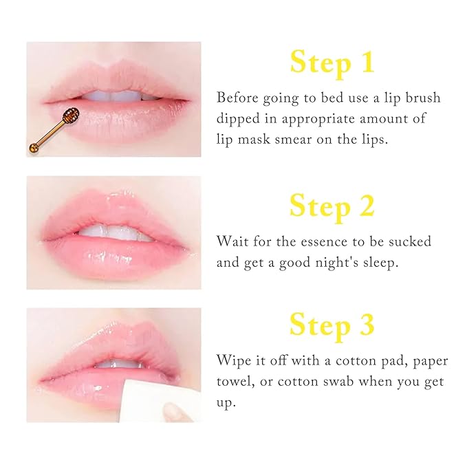 2PCS Honey Lip Balm, Exfoliating Honey Pot Lip Balm Sleeping Lip Mask with Brush, Hydrating & Prevention Dry and Cracked, Lip Scrubs Exfoliator & Moisturizer-FemmiqueWomen