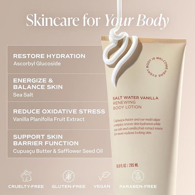 Saltair Body Lotion - 2 Pack Moisturizing Lotion For Dry Skin. Salt Water Vanilla Scented Hydrating Body Cream with Nourishing Moisturizer Formula. Skin Care for Women and Men. 2x 10oz Tubes-FemmiqueWomen