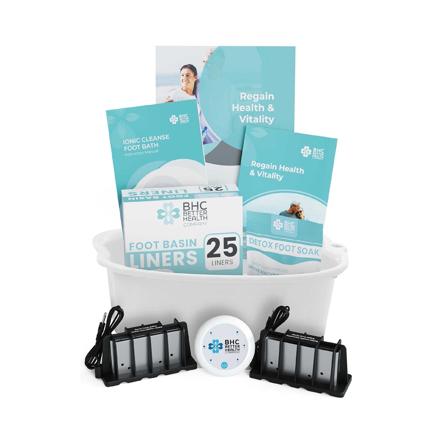 Ionic Foot Bath Detox Machine - Foot Spa Bath for Home Use - Free Regain Health & Vitality Booklet & Brochure (02 Detox Machine Home&Pro with Basin)-FemmiqueWomen