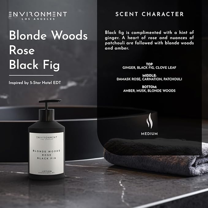 ENVIRONMENT Inspired by 5-Star Hotels EDT Lotion, 300ml Luxury Scented Lotion (Blonde Woods | Rose | Black Fig) Bathroom Luxury, Men & Women High-End Body Lotion, Hand Cream, Dry Skin Treatment-FemmiqueWomen