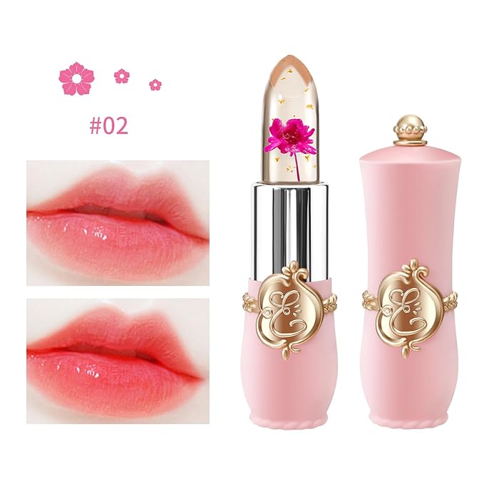 3 Pcs/Set Flower Jelly Lipstick Set Temperature Change Moisturizer Long Lasting Nutritious Balm Magic Color Change Lip Gloss (3Pcs Flower Jelly Lipstick 010203)-FemmiqueWomen