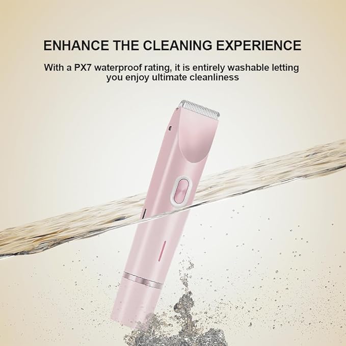 2 in 1 Womens Body Shaver,2025 Glow Aura Electric Razor, Dual Head Shaver Women, Electric Razor for Womens Legs, IPX7 Waterproof Wet & Dry Use Body Intimate Areas,Pink-FemmiqueWomen