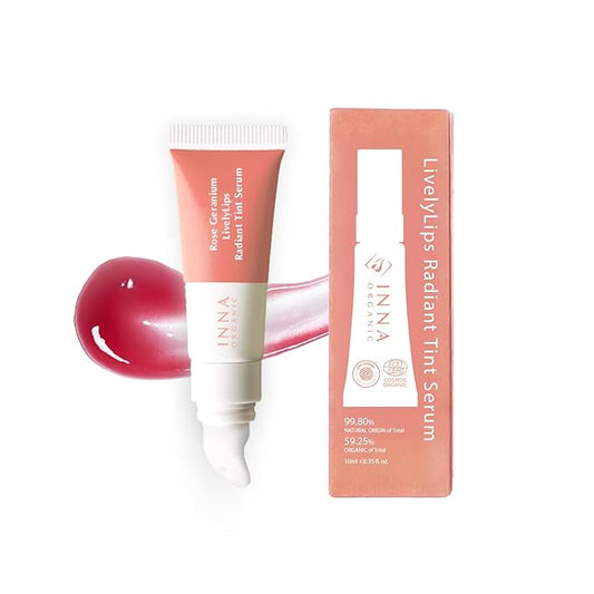 INNA ORGANIC Tinted Lip Serum, Moisturizing, Healing, Light Rosy color, 100% vegan, EWG & COSMOS Certified| Rose Geranium Essential Oils Infused Skincare | Luxury Clean Beauty-FemmiqueWomen