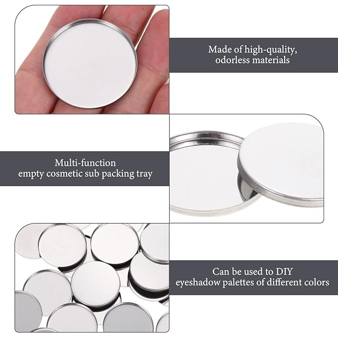 20pcs Metal Makeup Eyeshadow Jars Pan Palettes Tin Lipstick Foundation Single Holder Watercolor Eye Tray Steel Round Blush Pans Magnetic Cosmetic Plate Empty Pigment for-FemmiqueWomen