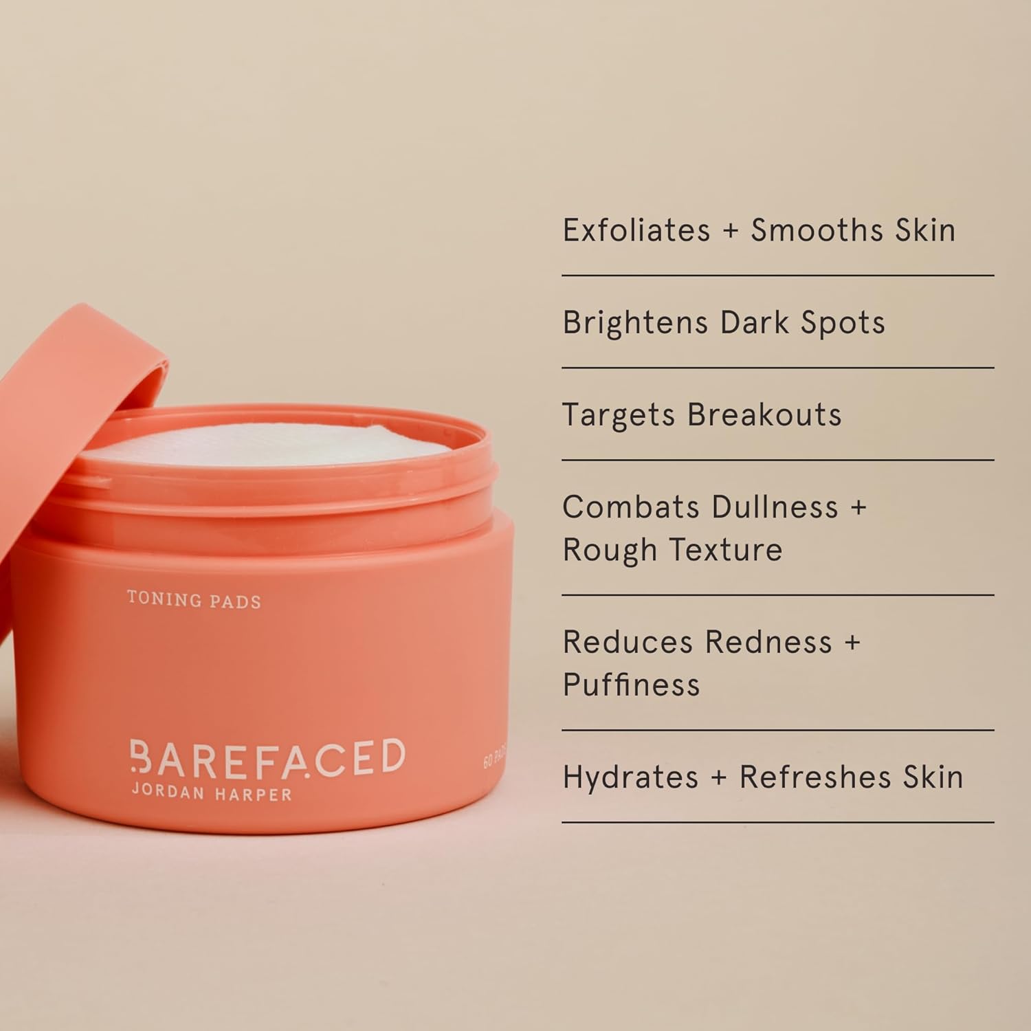 Barefaced Toning Pads (60 count) - Exfoliating Face Pads with 2% Glycolic Acid & Salicylic Acid - Brightens & Cleanses Skin, Clears Pores, Reduces Fine Lines & Wrinkles-FemmiqueWomen