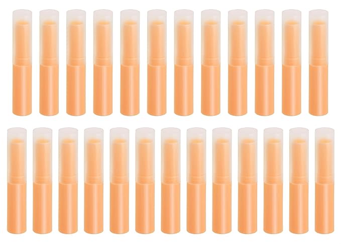 0.14oz Empty Flavored Lip Balm Container Tubes Plastic Homemade Moisturizing Lip Stick with Caps Bulk Fit for Women Adult DIY Making Supplies, 25 Count (Orange)-FemmiqueWomen