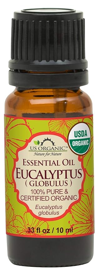 US Organic 100% Pure Eucalyptus Essential Oil (Globulus) - USDA Certified Organic, Steam Distilled - W/Euro droppers (More Size Variations Available) (10 ml / .33 fl oz)-FemmiqueWomen