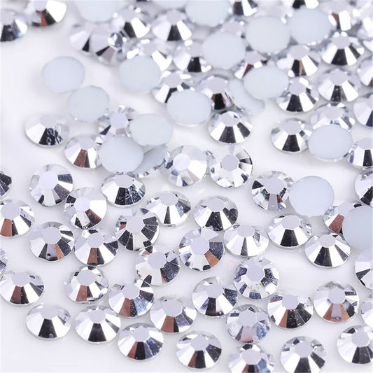1000 Pieces SS20 5mm Flatback Rhinestones Clear Glass Round Gems Crystals for Nail Art DIY Crafts Clothes Shoes Bags （Silver）-FemmiqueWomen