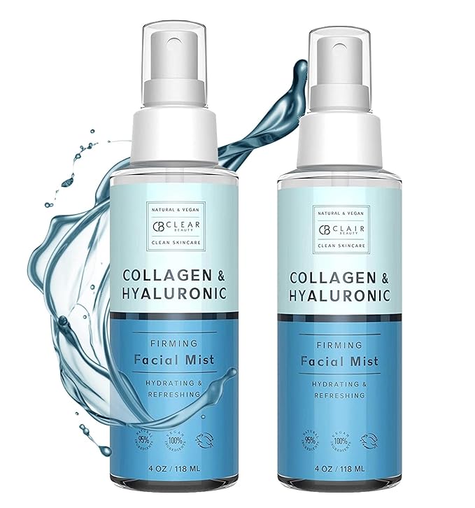 Hyaluronic Acid & Collagen Face Mist - Dermatologist Tested, Moisturizes & Tones Skin, Anti-Aging, Natural Ingredients, Cruelty-Free Korean Skin Care - All Skin Types - 4 OZ (2 Pack)-FemmiqueWomen