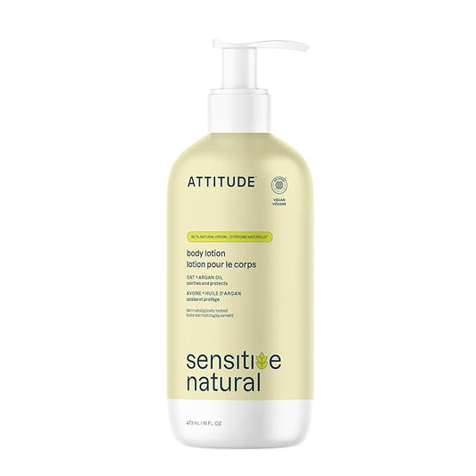 ATTITUDE Body Lotion for Sensitive Skin with Oat, EWG Verified, Dermatologically Tested, Vegan, Argan Oil, 16 Fl Oz-FemmiqueWomen