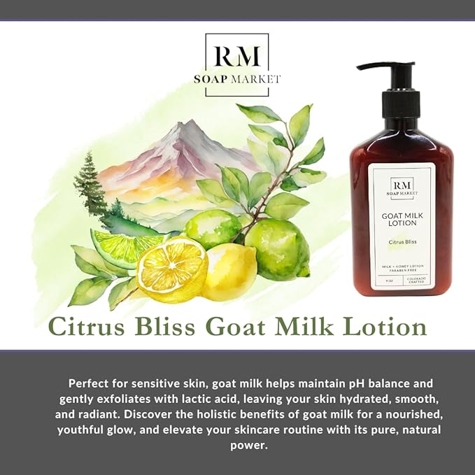 Goat Milk Lotion, Citrus Bliss Fragrance, Hydrating Lotion for Men & Women With Nourishing Goat Milk, Shea Butter, Sunflower Oil & Aloe, Packed With Vitamin A, E & Selenium, 9 Oz-FemmiqueWomen