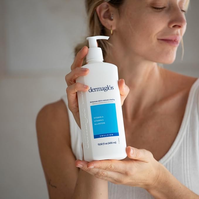 Dermaglos Moisturizing Body Lotion for Dry Skin with Extra Vitamin A, Vitamin E & Allantoin | Regenerating Lightweight Moisturizer for Stretch Marks, Tattoos Aftercare, Scars & Wrinkles | 13.52 Fl Oz-FemmiqueWomen