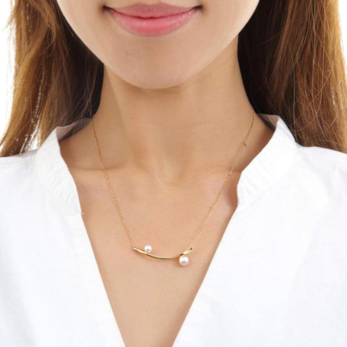 Japanese 4.5-6.0mm Akoya Cultured Pearl Pendant Necklace for Women with 18K Yellow Gold | Stylish Design Excellent Gift | Pearl Necklace-FemmiqueWomen