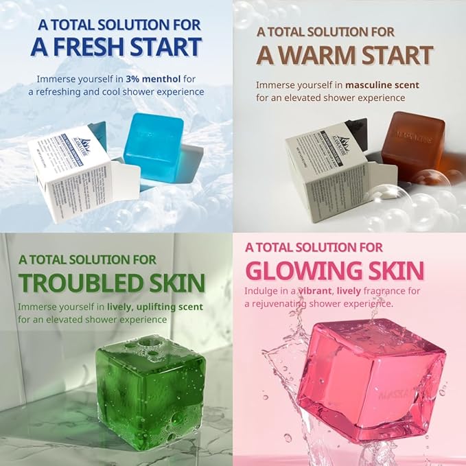 Luxury Shower Bar (Pack of 4) Perfumed Body Soap with Long-Lasting Fragrance Softens & Hydrates Skin Long Lasting Scent Rich Foam Bundle Value Set Body Wash Shampoo Deodorant-FemmiqueWomen