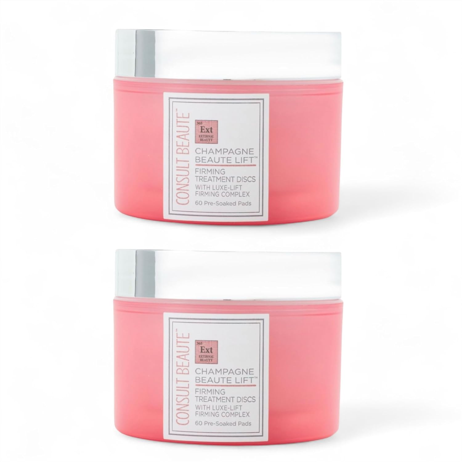 Consult Beaute - Champagne Lift Face Firming Treatment Disc - Firming and Exfoliating Pads - Rejuvenate Sagging Skin - Pre-Soaked Wipes - Disposable - Peptides - Grape Seed Extract - 60 Count (2Pack)-FemmiqueWomen