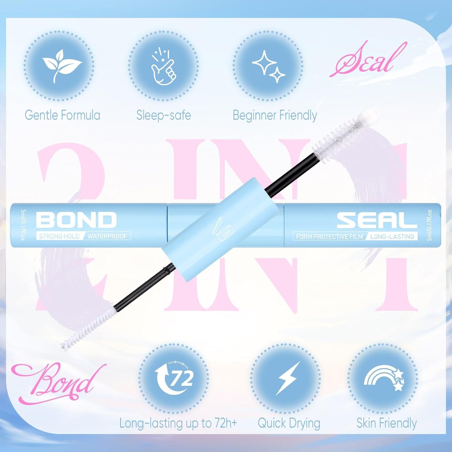 Lash Cluster Glue Waterproof Lash Glue Lashes Bond and Seal Clear Eyeash Glues for Lashes Extension Long Lasting Eyelash Adhesives by zanlufly-FemmiqueWomen