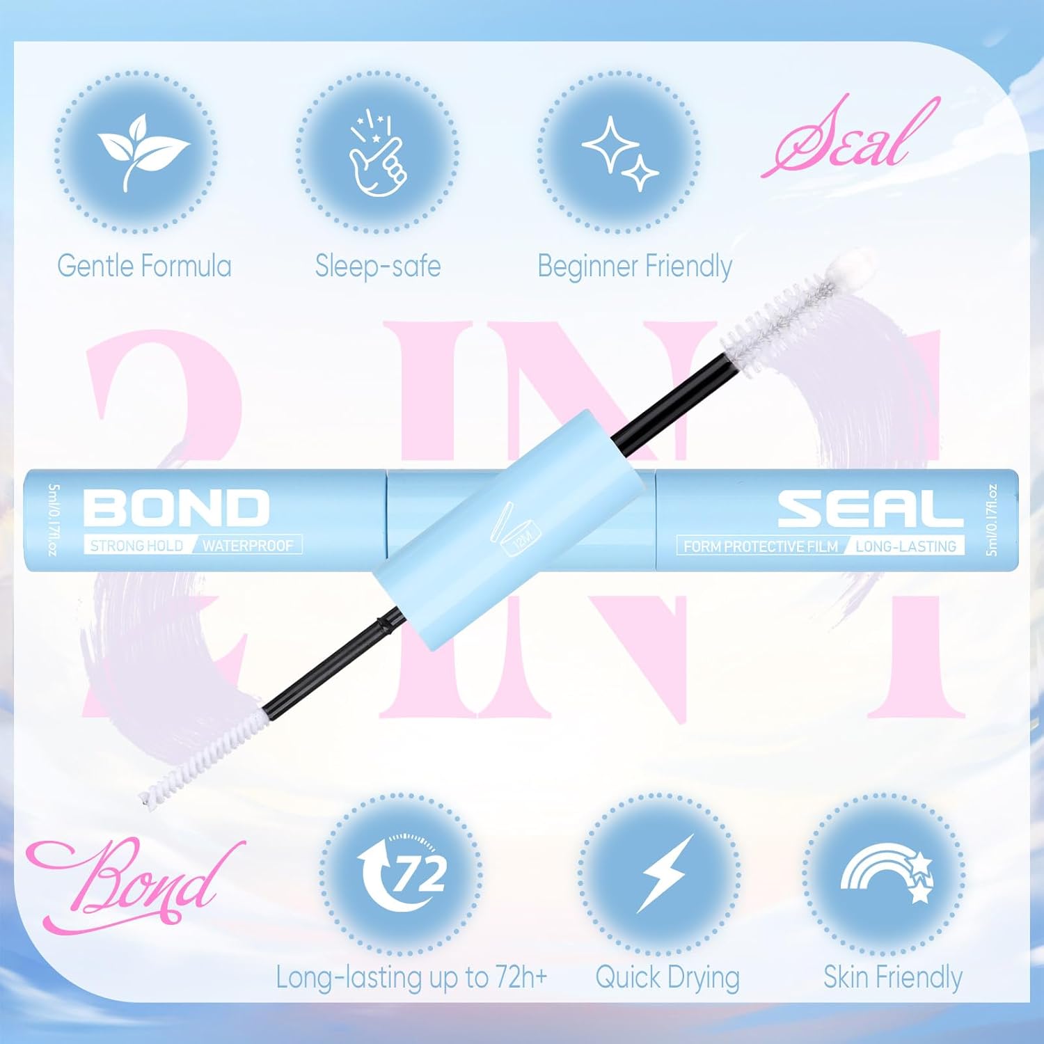 Lash Cluster Glue Waterproof Lash Glue Lashes Bond and Seal Clear Eyeash Glues for Lashes Extension Long Lasting Eyelash Adhesives by zanlufly-FemmiqueWomen