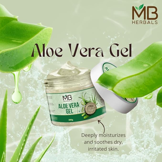 MB Herbals Aloe Vera Gel 7 oz (200 Gram) | Pure Aloe Vera Gel - No added Fragrance | For Moisturizing Skin and Scalp | Skin and Hair Care-FemmiqueWomen