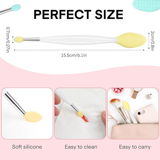 Unaone Lip Scrub Brush - 3 PCS Dual-ended Lip Scrubber Exfoliator and Silicone Lip Brush, 3-in-1 Silicone Lip Scrub Tool Lip Mask Applicator, Gentle Exfoliator & Applicator for Soft-FemmiqueWomen