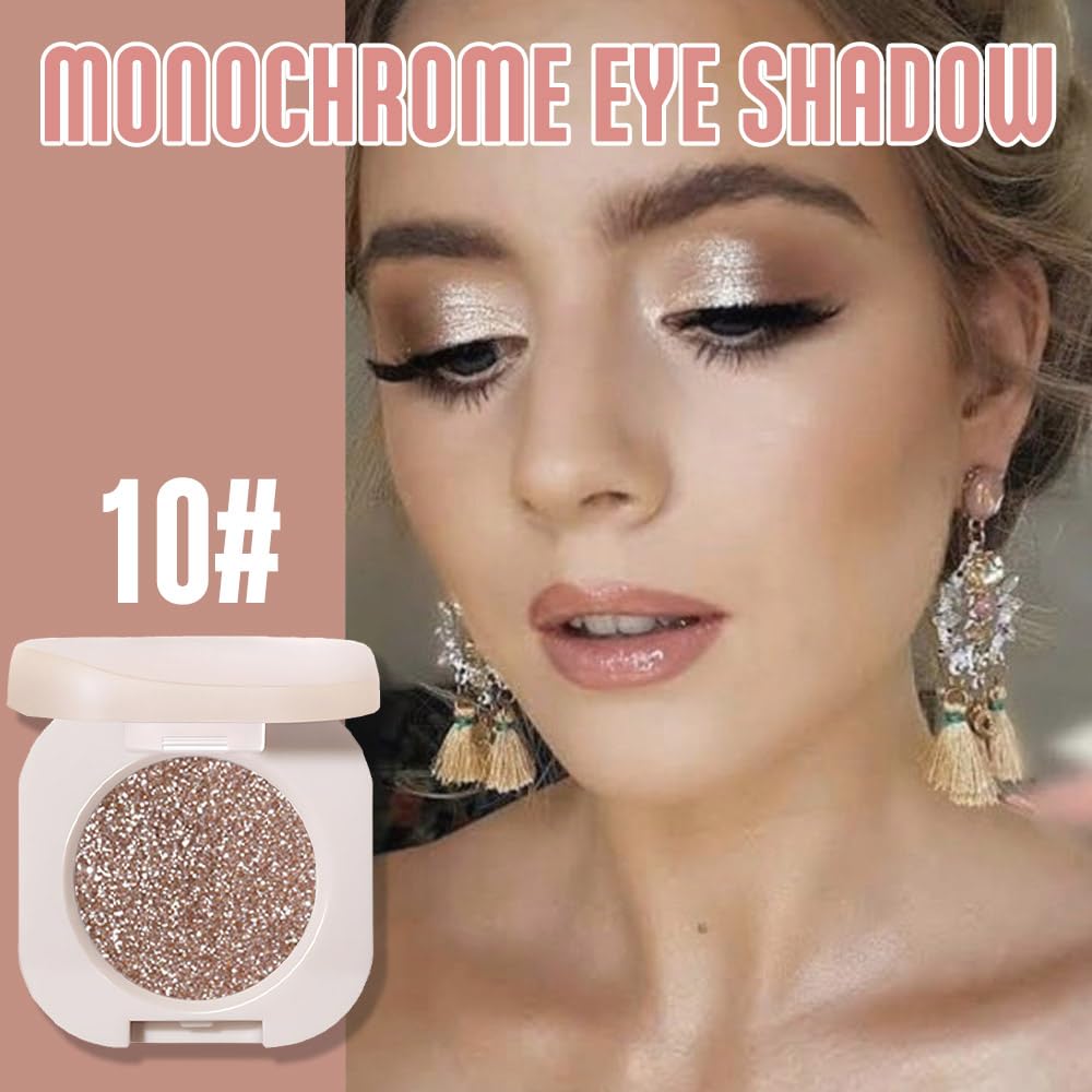 2Pcs Glitter Shimmer Sparkle Eyeshadow Palette Makeup For Women, Light Brown & Silver Glitter Shimmer Metallic Holographic Multichrome Cream Iridescent Single Monochrome Eye Shadow Makeup-FemmiqueWomen
