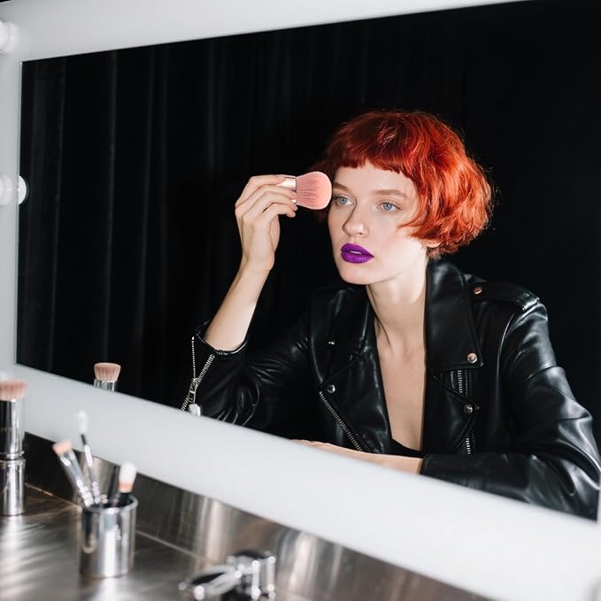 Extra Large Kabuki Brush Set for Body and Face, for blush, loose powder manicure multi-functional and tanning, Gift for women with Velvet Bag(RoseGold 2pcs)-FemmiqueWomen