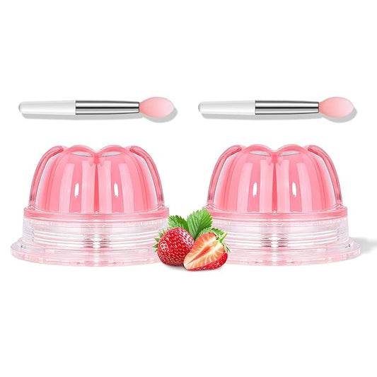 2Pc Jelly Lip Mask Overnight,Fruity Strawberry Lip Sleeping Mask Day Night Repair Kawaii Lip Balm Hydrate Plump Dry Lip Scrubs Exfoliator,Lip Care Lip Moisturizer with Collagen-Strawberry-FemmiqueWomen