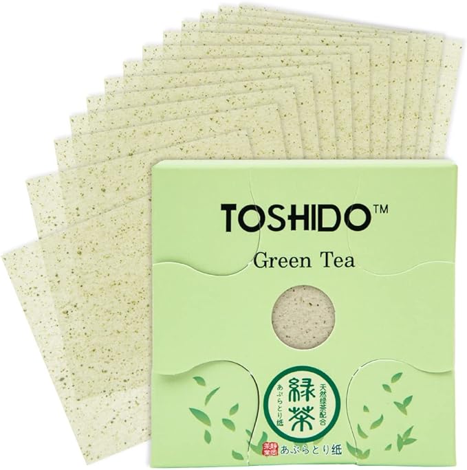 Super Value Pack 1000-Sheets Natural Oil Blotting Paper for Oily Skin, Toshido 3 Type Paper - Type Green tea, oil blotting paper Natural Hemp Oil Absorbing Sheets for Face (Green Tea)-FemmiqueWomen