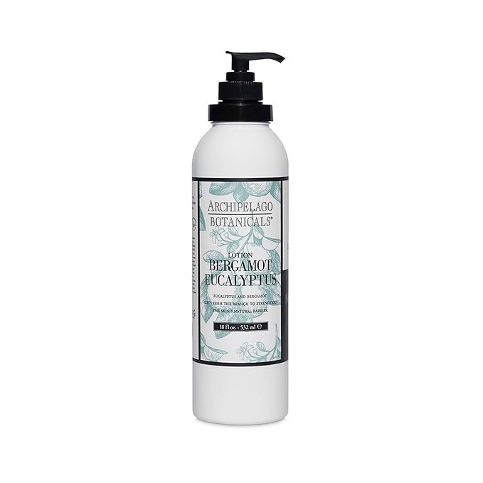 Archipelago Botanicals Bergamot Eucalyptus Lotion, Hydrating Lotion for Rejuvenated and Smooth Skin, Scented Body Lotion Made without Parabens, Phthalates and GMOs (18 oz)-FemmiqueWomen